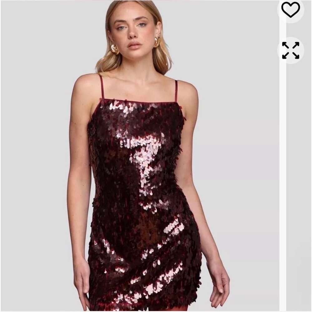 Wild Fable Small Burgundy Sequin Cowl Neck Mini Dress Indie Sleaze Y2K Clubwear